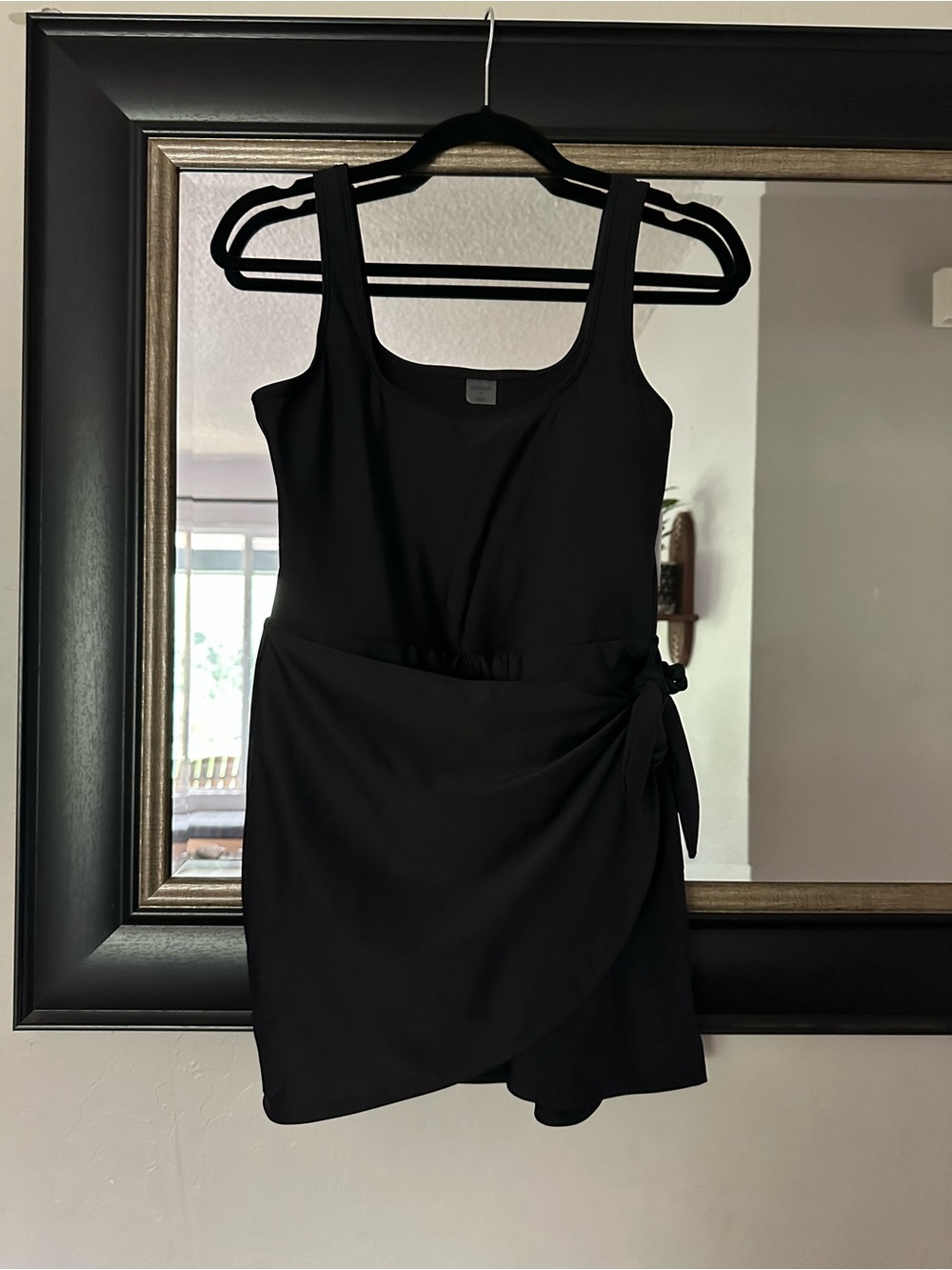 Old Navy Black One-Piece Swimsuit with Skirted Tie